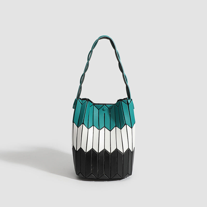 Geometric Rhombus Color Matching Shoulder Bag