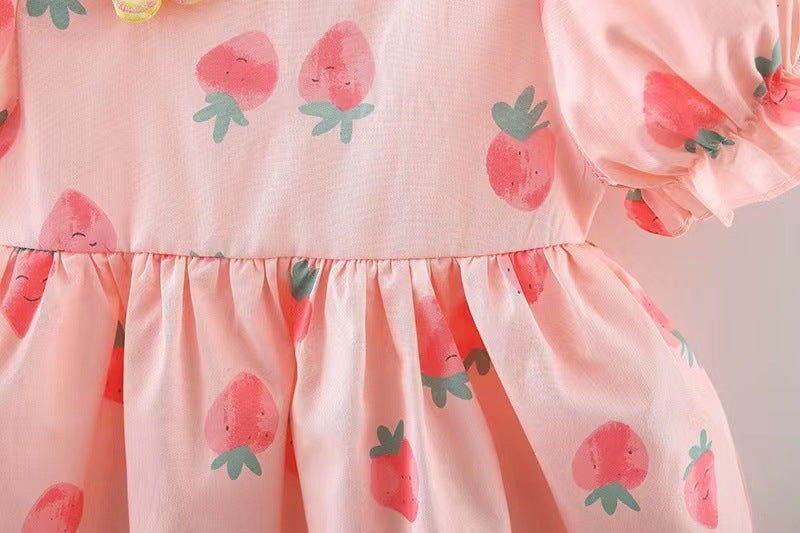 Girls' Fashion Casual Short-sleeved Printed Dress