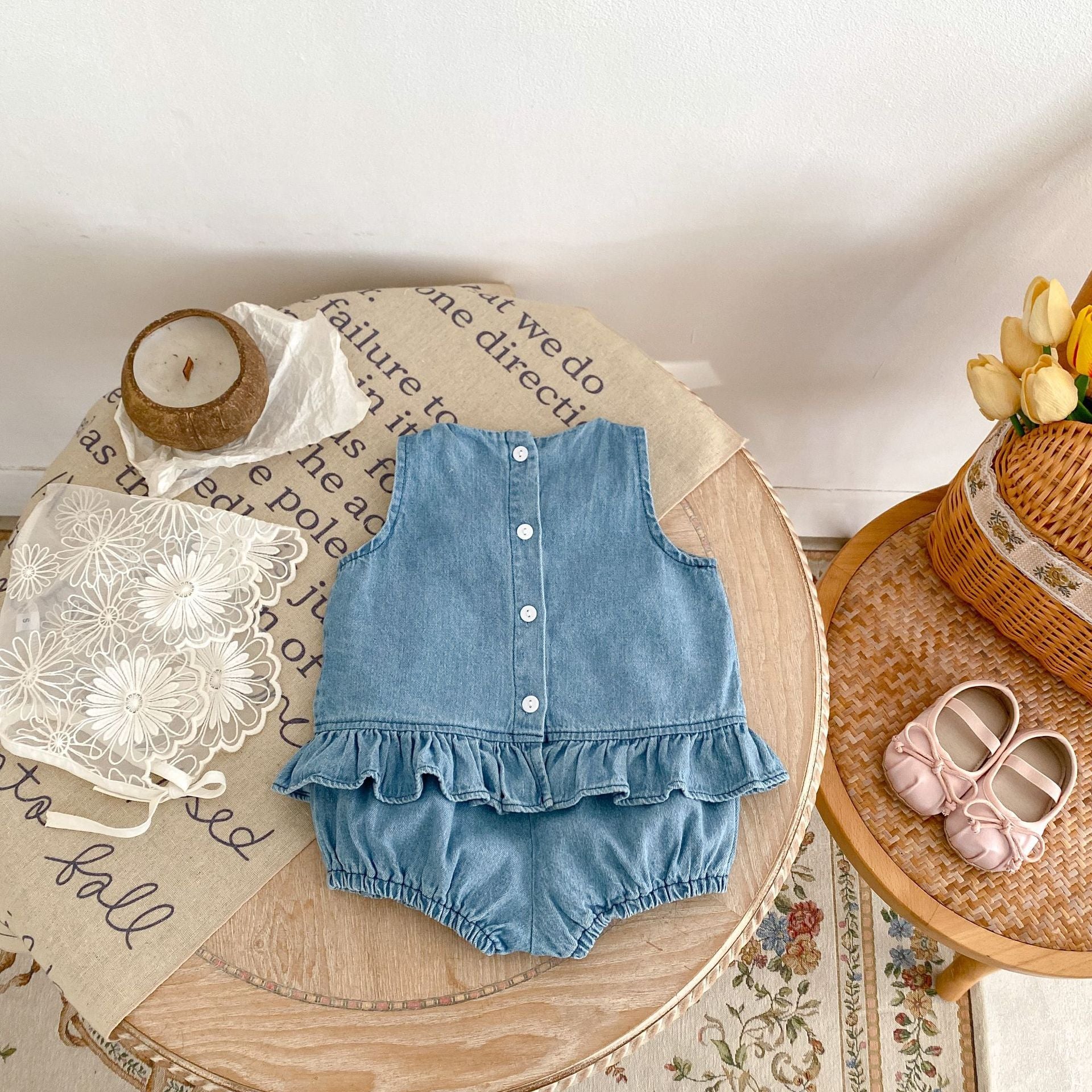 Baby Girl Baby Cotton Sweet Sleeveless Suit