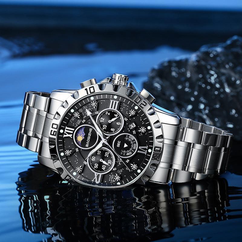 Automatic Non-mechanical Watch Steel Belt Waterproof Quartz Watch Men's Watch