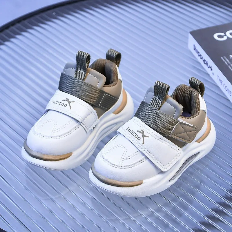 Children's Sports Shoes 2026 Korean Version Spring Leather Soft-Soled Dad Shoes