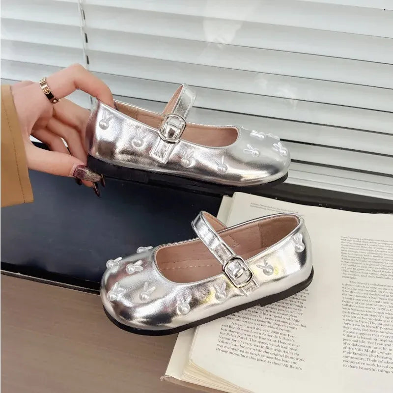 Child Princess Leather Shoe Four Seasons New Korean Edition Child FlatShoe  Glitter Girl Anti slip Versatile Le FuShoe