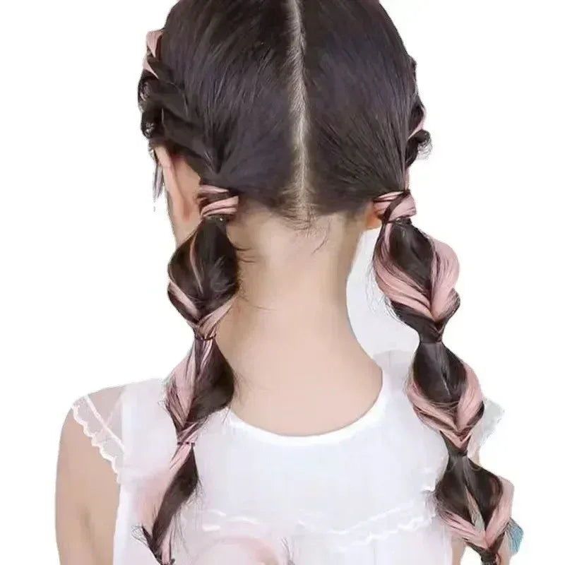 Sweet Kids Girl Wigs Hair Clip Cute Cool Candy Color Braid Wigs Hair Pin Hanging Ears Hair Dyeing Wig Headwear
