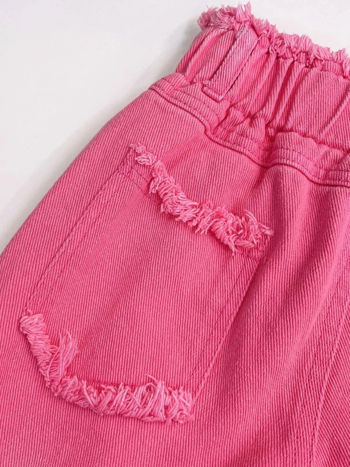 Girls Summer Outfit Set – Sleeveless Bow Top & Gradient Ripped Denim Wide Leg Pants, Fashionable Kids Casual Wear