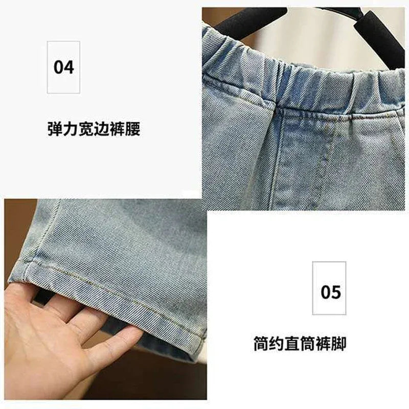 Boys Summer Clothing Set Letter Print Short Sleeved T-shirt+Denim Shorts 2Pcs Suit For Kids Handsome Casual Outfit