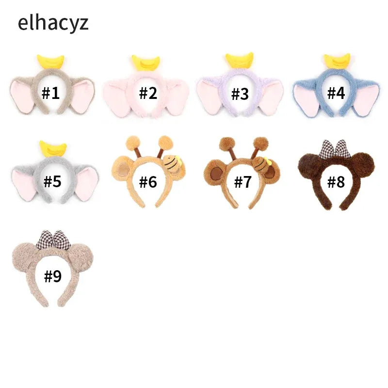 Mickey Mouse Disney Fashion Women Bow Bear Ear Plush Hair Band Cartoon Headband Female Sweet Cute Girls Hairband Hair Accessorie