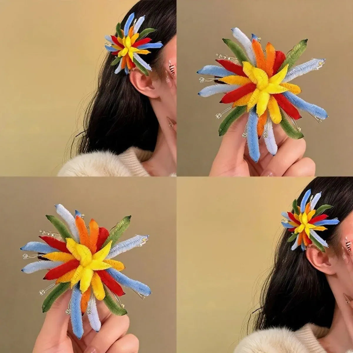 Twist Bar Fire Works Hair Clip Women Fashion Spring Festival Eve Atmosphere Photography Props New Year Hairpin Hair Accessory
