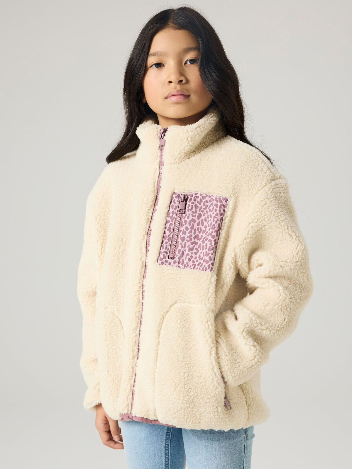 name it kids  LEOPARD TEDDY JACKET (6/7/8 years) -Available in Stock