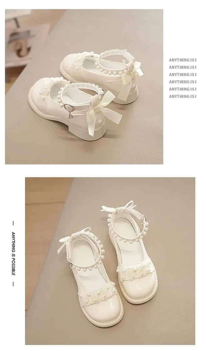 Spring Autumn Girl Glossy Leather Shoes Fashion Children Princess Causal Dress Flats Sweet Bowtie Kids School Mary Jane Shoes