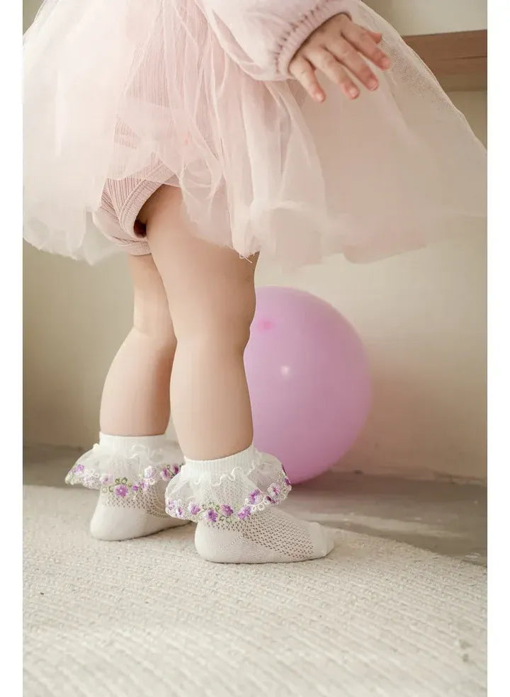 New Children's Socks With Lace Princess Girls Frilly Sock Soft Infant Baby Socken White Socks For Kids 0-10Years High Quality
