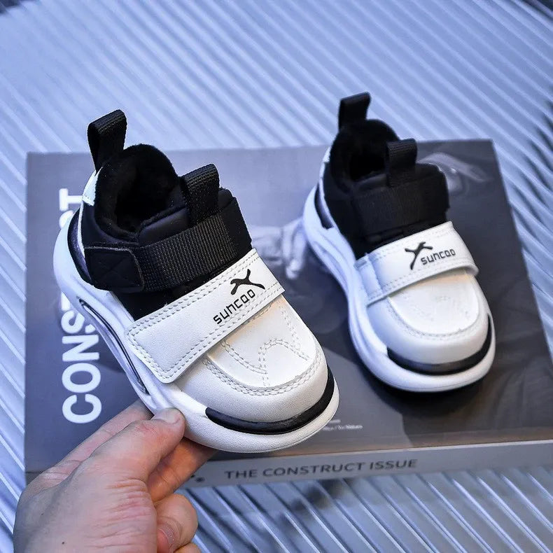 Children's Sports Shoes 2026 Korean Version Spring Leather Soft-Soled Dad Shoes