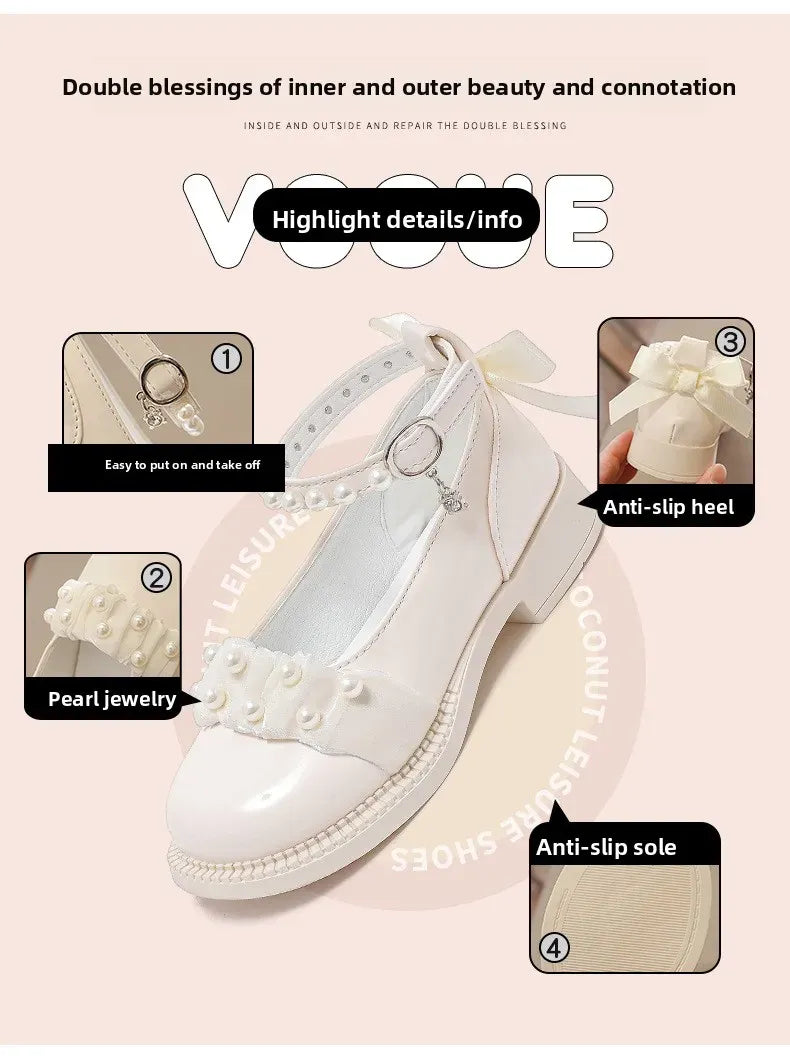 Spring Autumn Girl Glossy Leather Shoes Fashion Children Princess Causal Dress Flats Sweet Bowtie Kids School Mary Jane Shoes