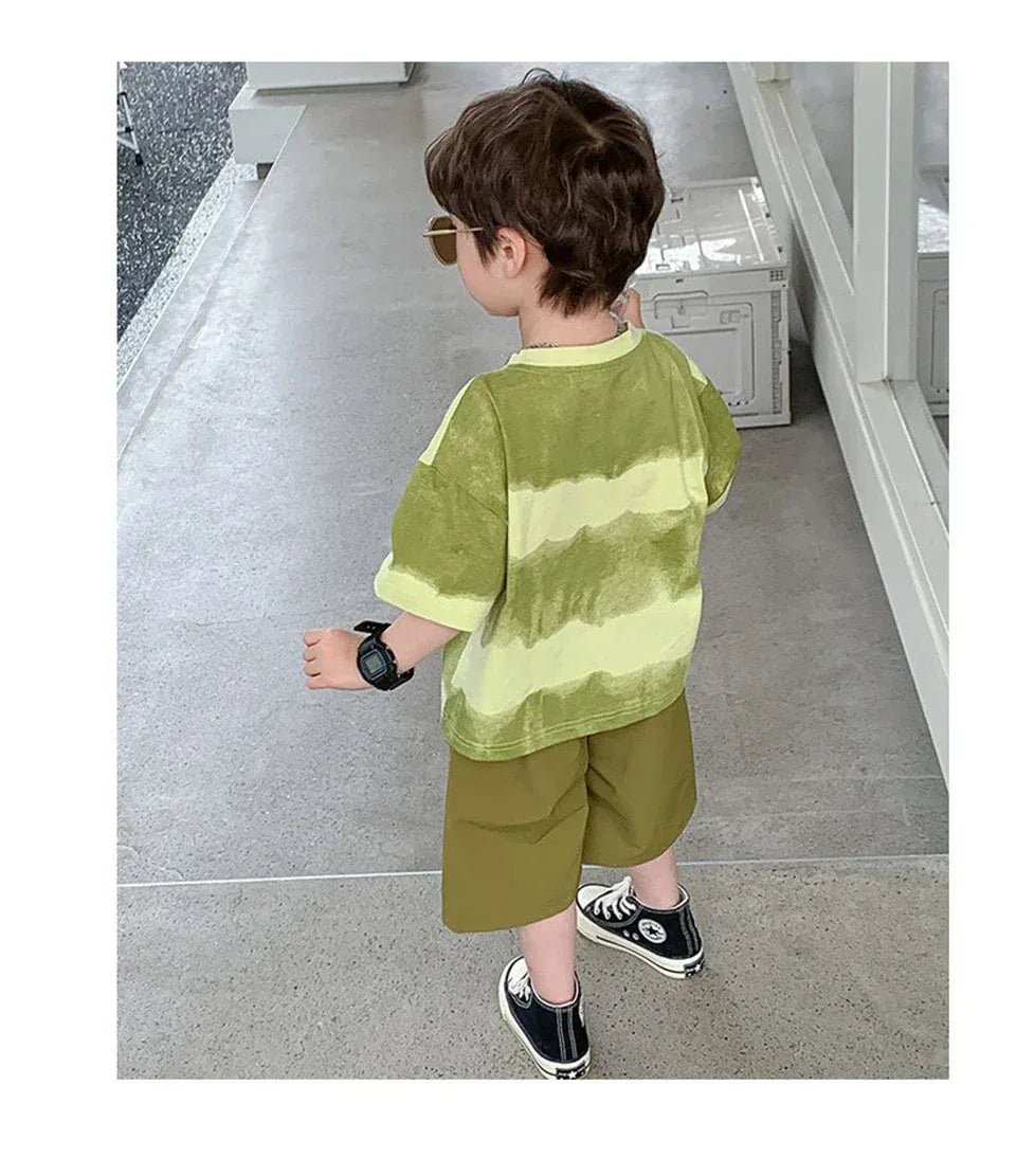 Boys Summer Clothes Set Camouflage Short Sleeve T-shirt + Cargo Shorts 2PCS Kids Casual Streetwear Outfit Two-piece set