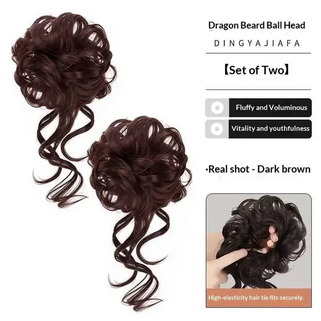 Messy Bun Hair Piece Tousled Updo With Tendrils Hair Bun Extensions Wavy Curly Hair For Women