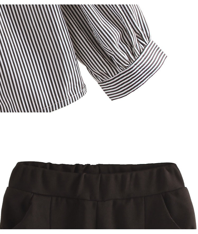 Girls Spring Bows Shirts Pants Suits