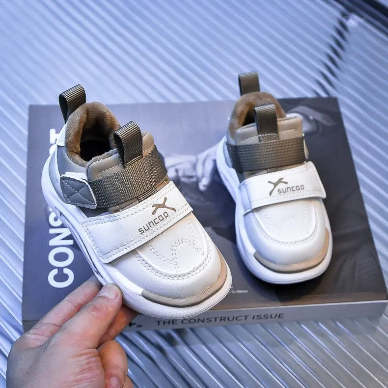 Children's Sports Shoes 2026 Korean Version Spring Leather Soft-Soled Dad Shoes