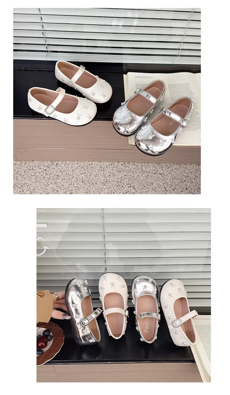 Child Princess Leather Shoe Four Seasons New Korean Edition Child FlatShoe  Glitter Girl Anti slip Versatile Le FuShoe