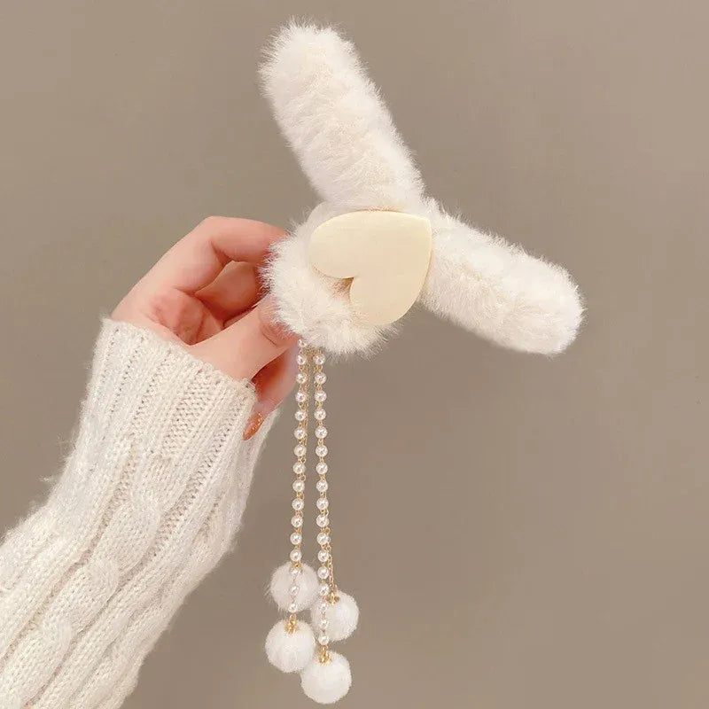 Hair Claw Headwear Women Fashion Faux Fur Hair Clip Acrylic Large Hair Claw Korea For Girl Winter Crab Barrette Hair Accessories