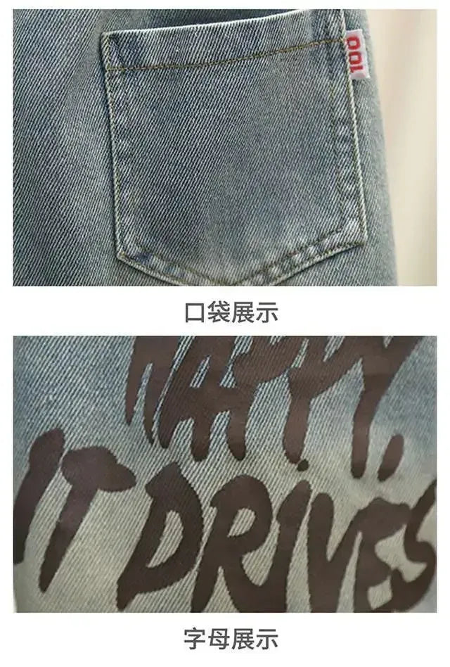 Boys Summer Clothing Set Letter Print Short Sleeved T-shirt+Denim Shorts 2Pcs Suit For Kids Handsome Casual Outfit