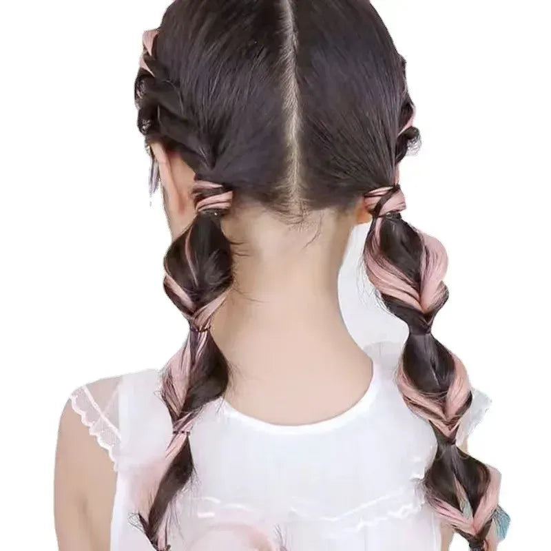 Sweet Kids Girl Wigs Hair Clip Cute Cool Candy Color Braid Wigs Hair Pin Hanging Ears Hair Dyeing Wig Headwear