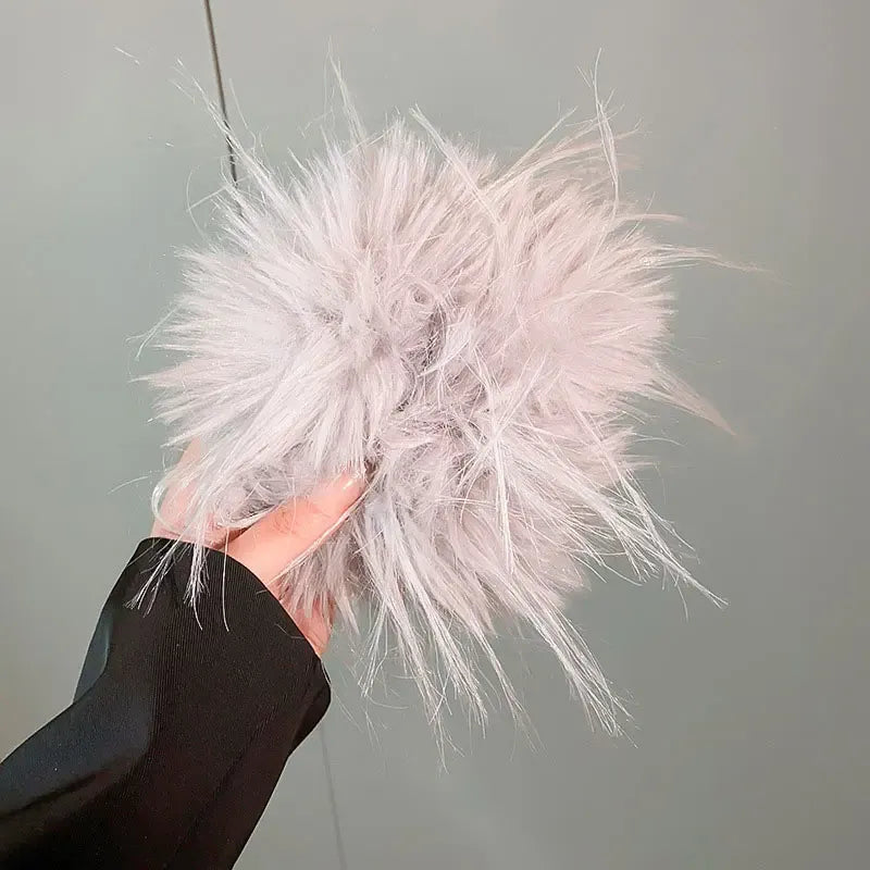 Large Feather Hair Rope Women Lady Elegant Black White Feather Elastic Hair Band Winter Headwear Fluffy Hair Scrunchy Hair Ring