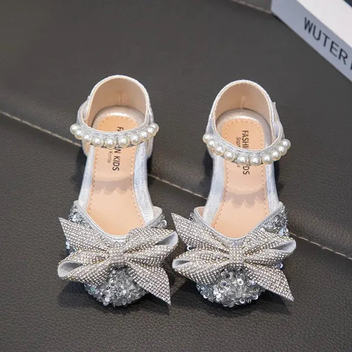 New Children Causal Dance Sandals Girls Rhinestone Flat Sandals Non-slip Fashion Kids Sequins Princess Performance Shoes