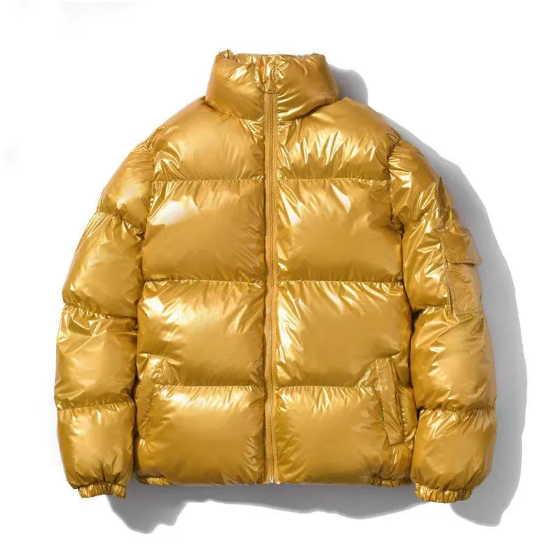 winter foreign trade men's glossy cotton-padded coat, Korean style short stand-up collar cotton-padded jacket