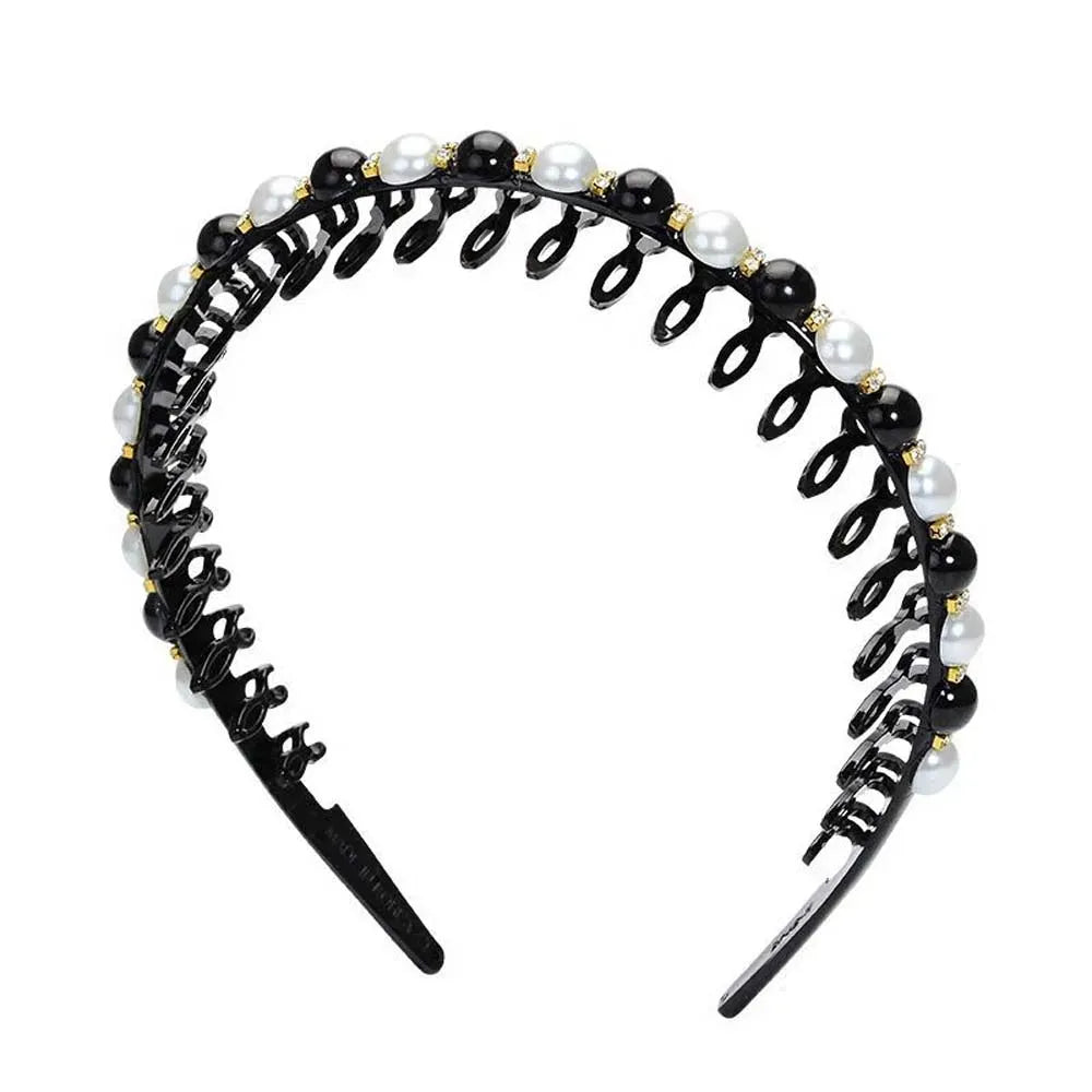 Wild Girls  Non-slip Rhinestone Toothed Pearl Headband Hair Band Hair Accessories Wash Face Hair Hoop