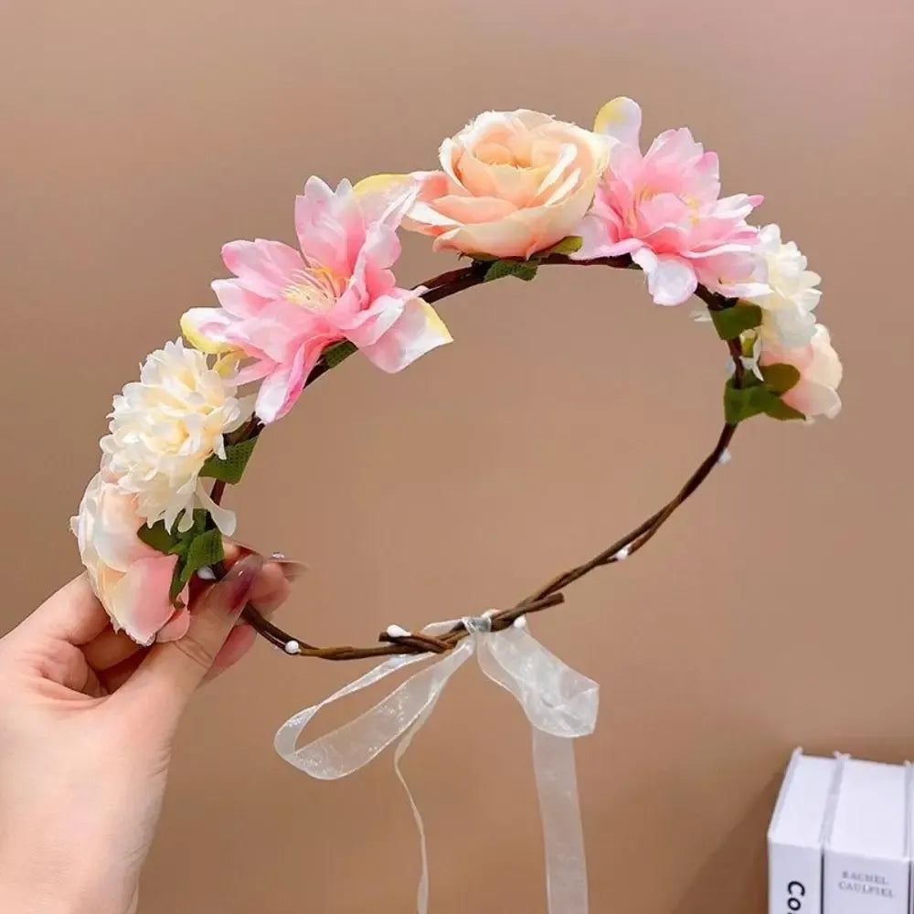 Bohemia Style Bride Garland Simulation Flower Hair Ornaments Simulation Wreath Thai Adjustable Seaside Vacation Headdress Party