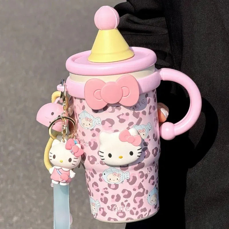 Hello Kitty Stainless Steel Water Bottle Vacuum Insulated Thermal Flask Keep Hot & Cold Kawaii Cartoon Portable for Women Girls
