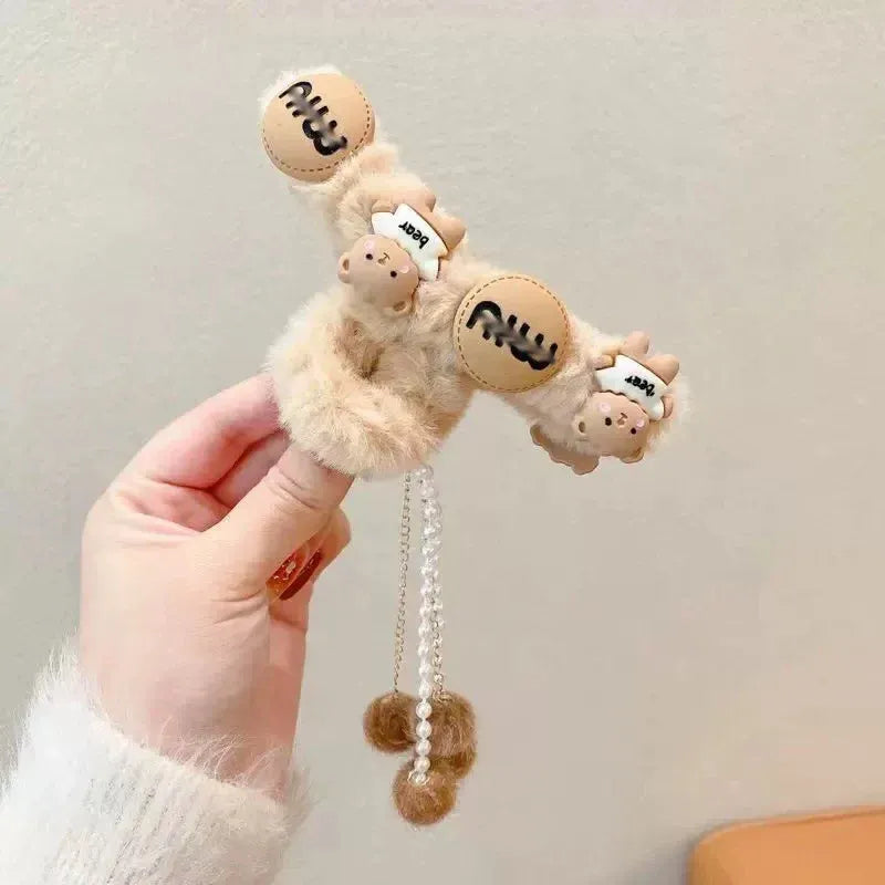 Hair Claw Headwear Women Fashion Faux Fur Hair Clip Acrylic Large Hair Claw Korea For Girl Winter Crab Barrette Hair Accessories