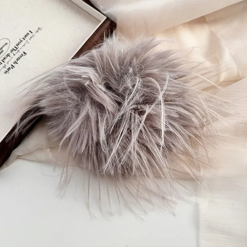Large Feather Hair Rope Women Lady Elegant Black White Feather Elastic Hair Band Winter Headwear Fluffy Hair Scrunchy Hair Ring