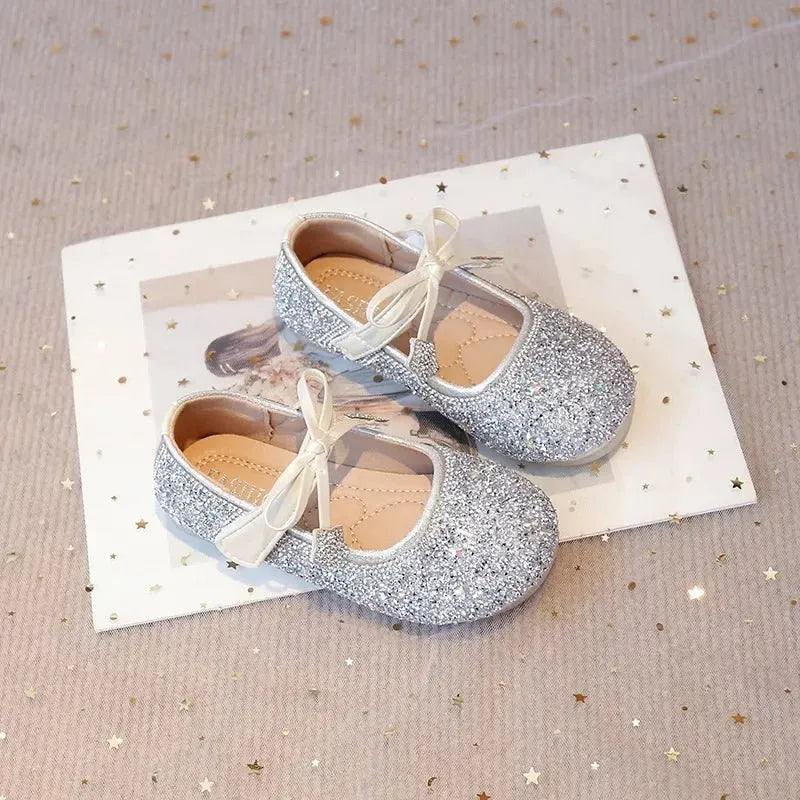 Girls Princess Shoes Round Toes Sweet Bows