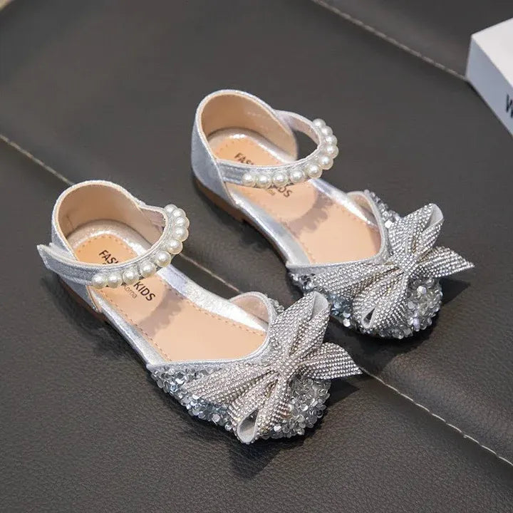 New Children Causal Dance Sandals Girls Rhinestone Flat Sandals Non-slip Fashion Kids Sequins Princess Performance Shoes