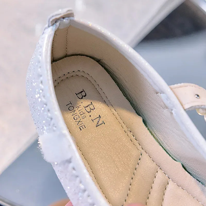 Bowtie Kids Leather Shoe Fashion Causal Sequins Children Causal Wedding Flat Shoes Autumn Girl Princess Shoes