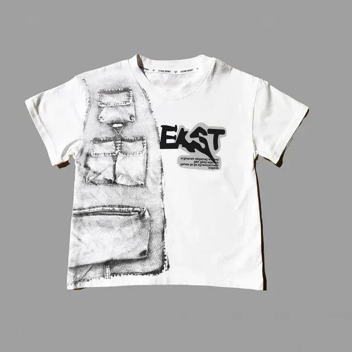 Boys Summer Clothing Set Letter Print Short Sleeved T-shirt+Denim Shorts 2Pcs Suit For Kids Handsome Casual Outfit