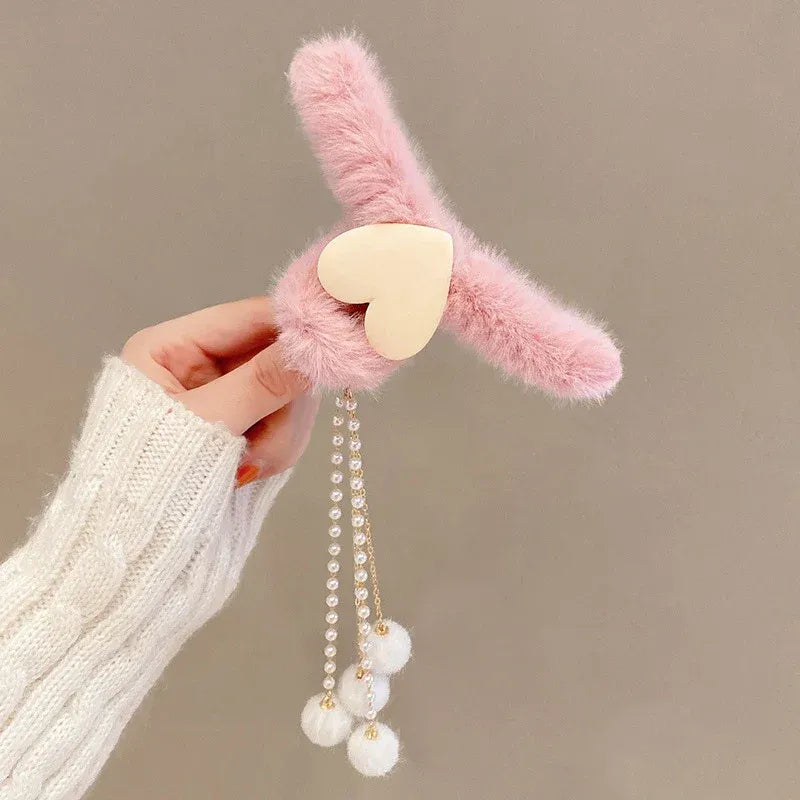 Hair Claw Headwear Women Fashion Faux Fur Hair Clip Acrylic Large Hair Claw Korea For Girl Winter Crab Barrette Hair Accessories