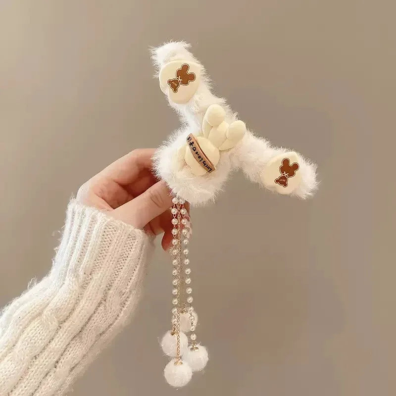 Hair Claw Headwear Women Fashion Faux Fur Hair Clip Acrylic Large Hair Claw Korea For Girl Winter Crab Barrette Hair Accessories