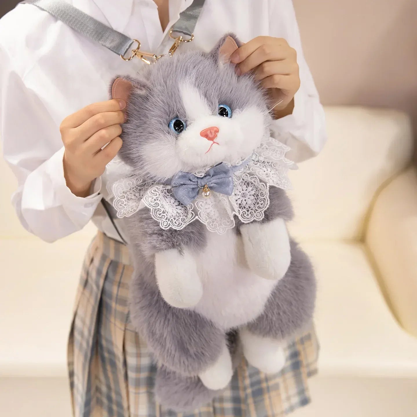 Simulated Puppet Cat Backpack Doll Cute Cat Backpack Plush Toy Daughter Birthday Gift
