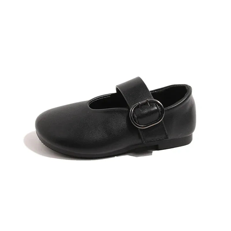 Girls' leather shoes spring new children's round toe flat fashion simple princess shoes single shoes