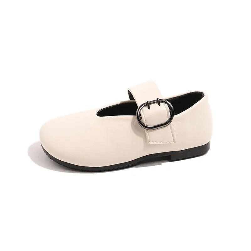 Girls' leather shoes spring new children's round toe flat fashion simple princess shoes single shoes