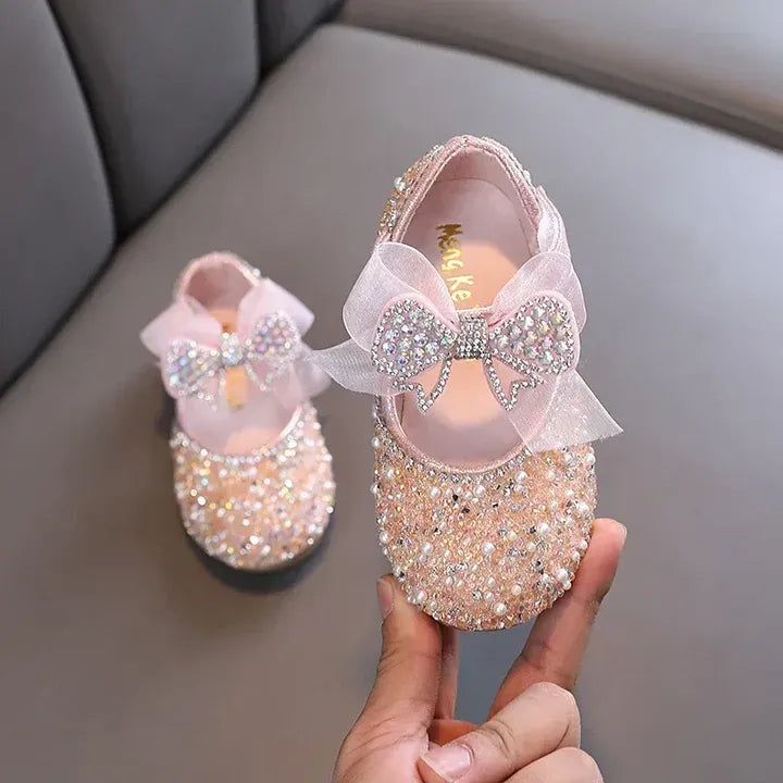 Rhinestone Sequins Girls Princess Shoes Children Party Dance Shoes Student Spring Autumn New Flats Kids Performance Shoes