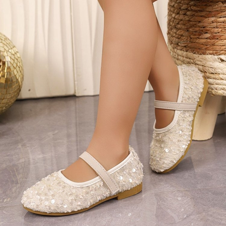 Girls' Lace Mary Jane Shoes puti