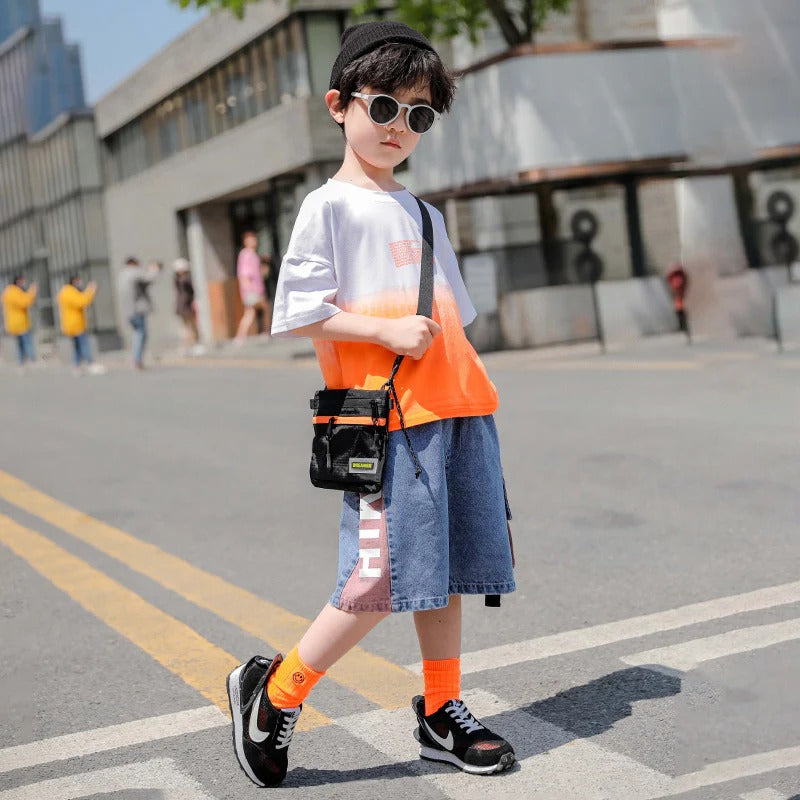 New Children's Summer Tide Clothes Handsome Boy Short Sleeves