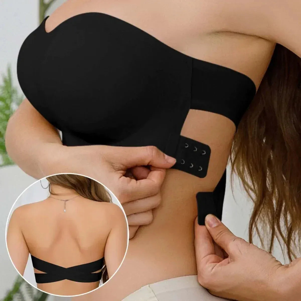 Women's strapless Imported bra cross side buckle underwear