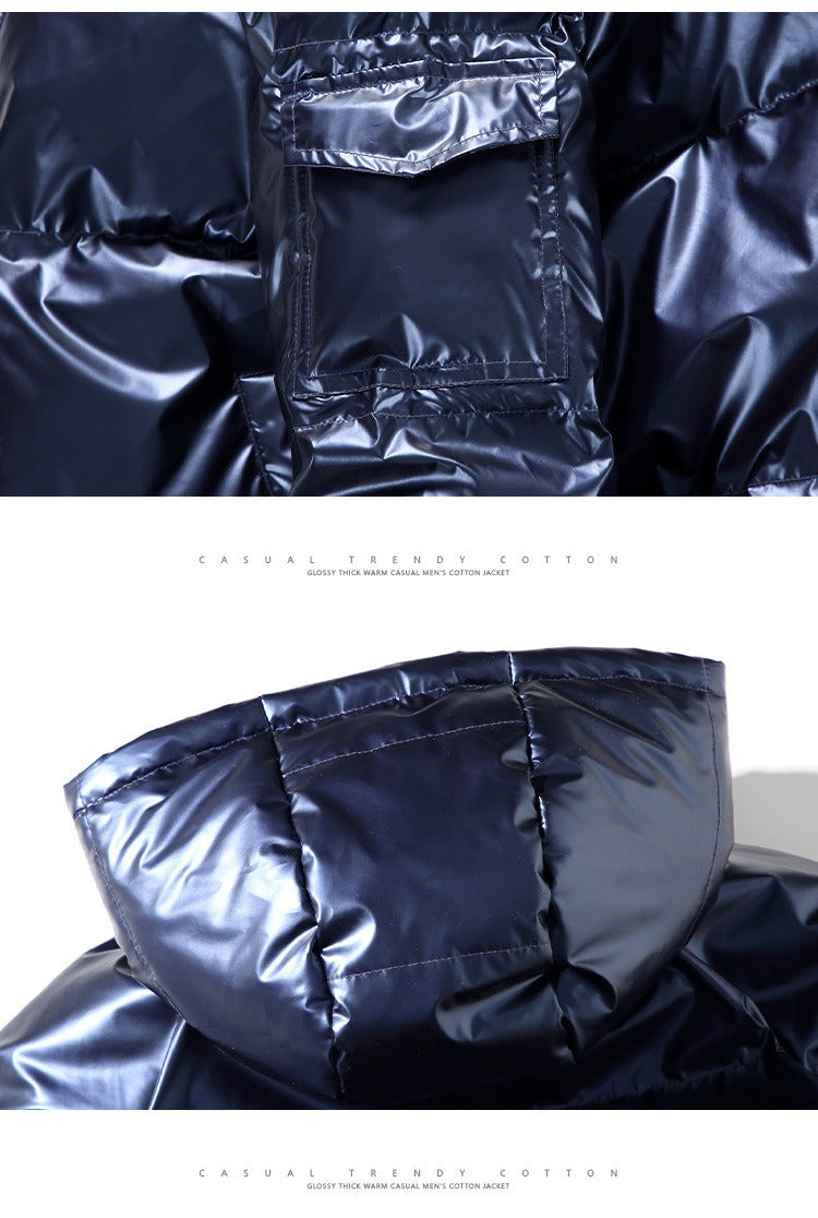 winter foreign trade men's glossy cotton-padded coat, Korean style short stand-up collar cotton-padded jacket