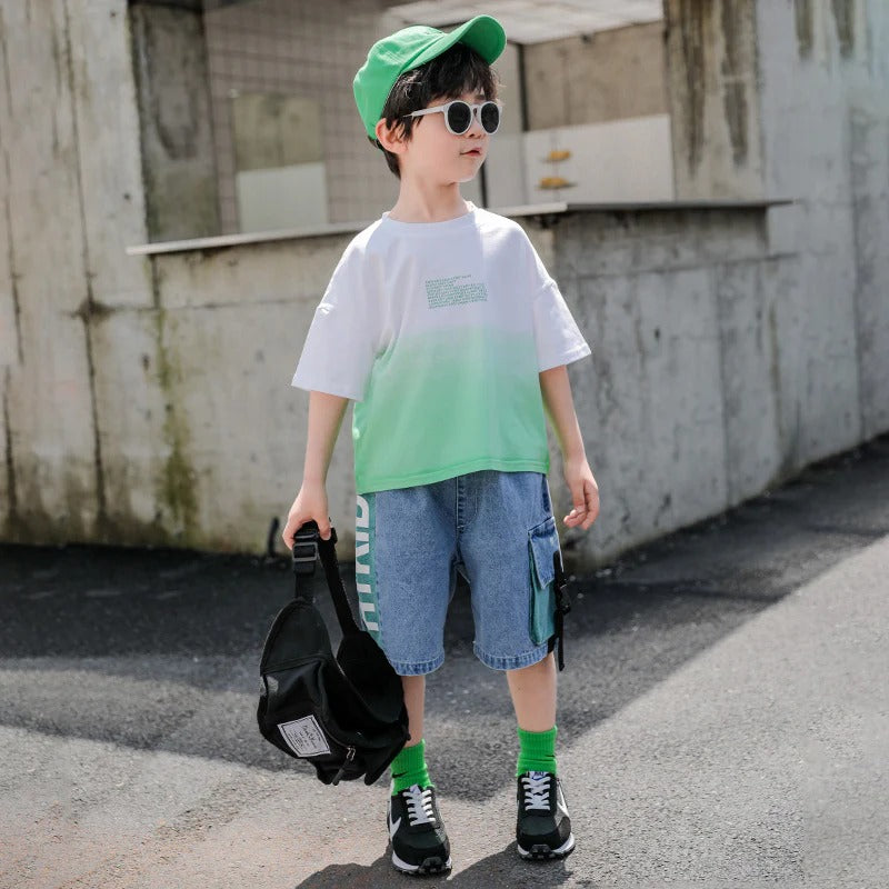 New Children's Summer Tide Clothes Handsome Boy Short Sleeves