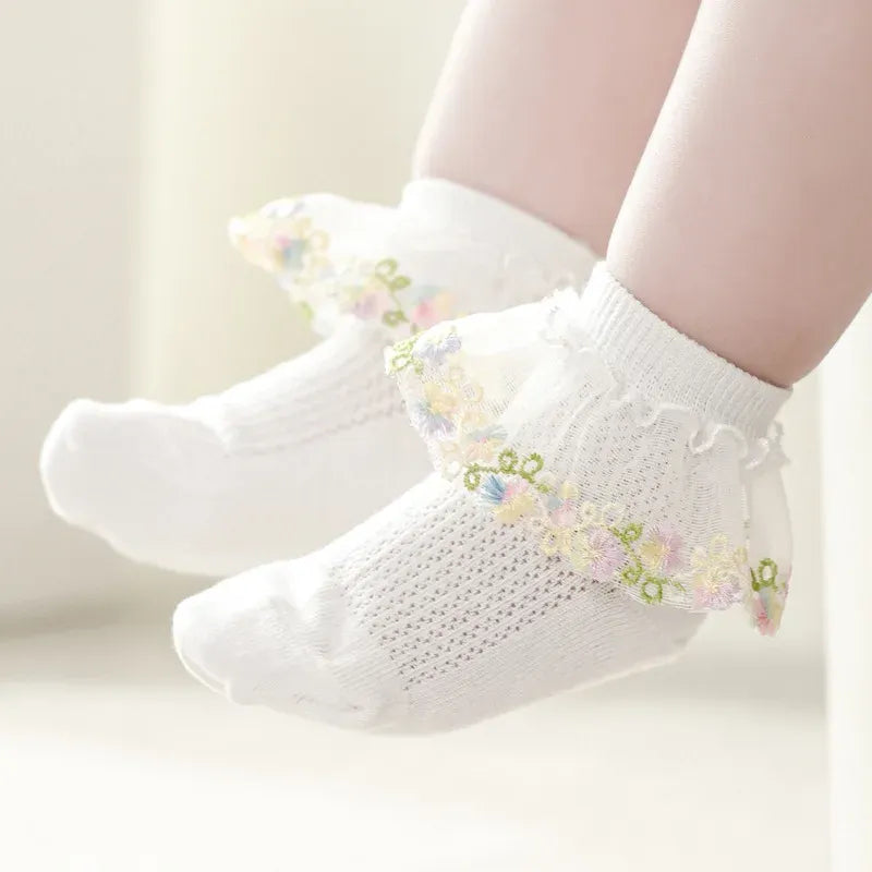 New Children's Socks With Lace Princess Girls Frilly Sock Soft Infant Baby Socken White Socks For Kids 0-10Years High Quality