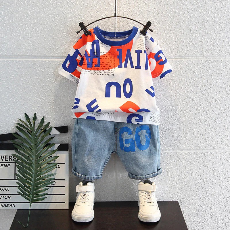 Summer Handsome Baby Summer Short-sleeved Clothes Two-piece Suit