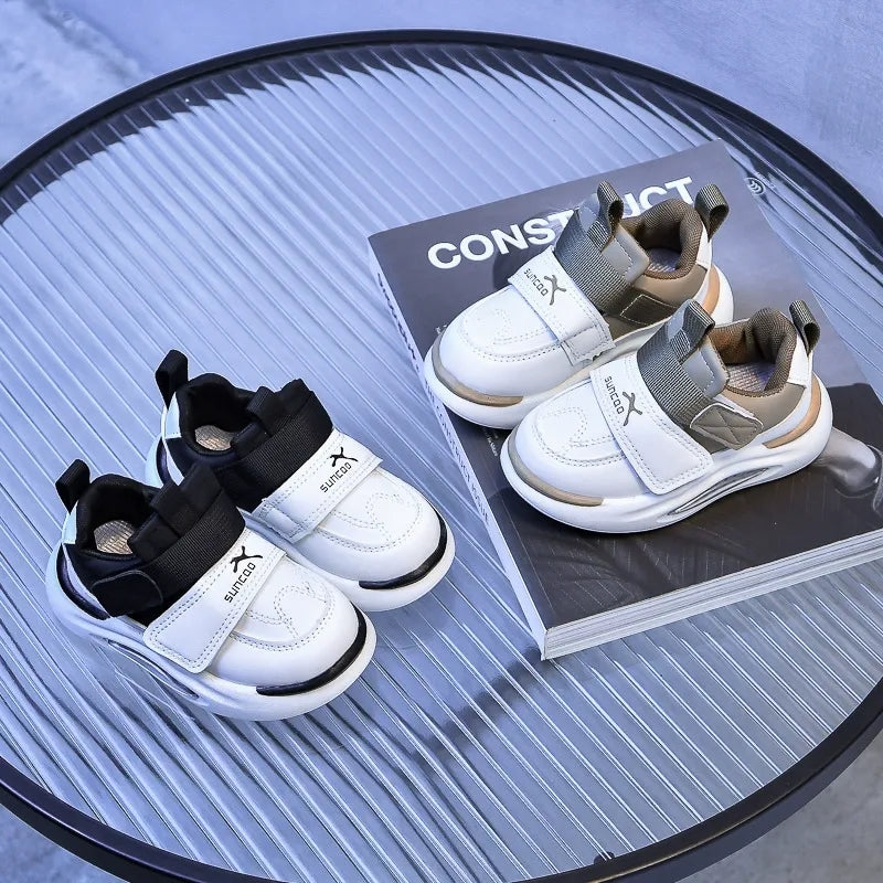 Children's Sports Shoes 2026 Korean Version Spring Leather Soft-Soled Dad Shoes